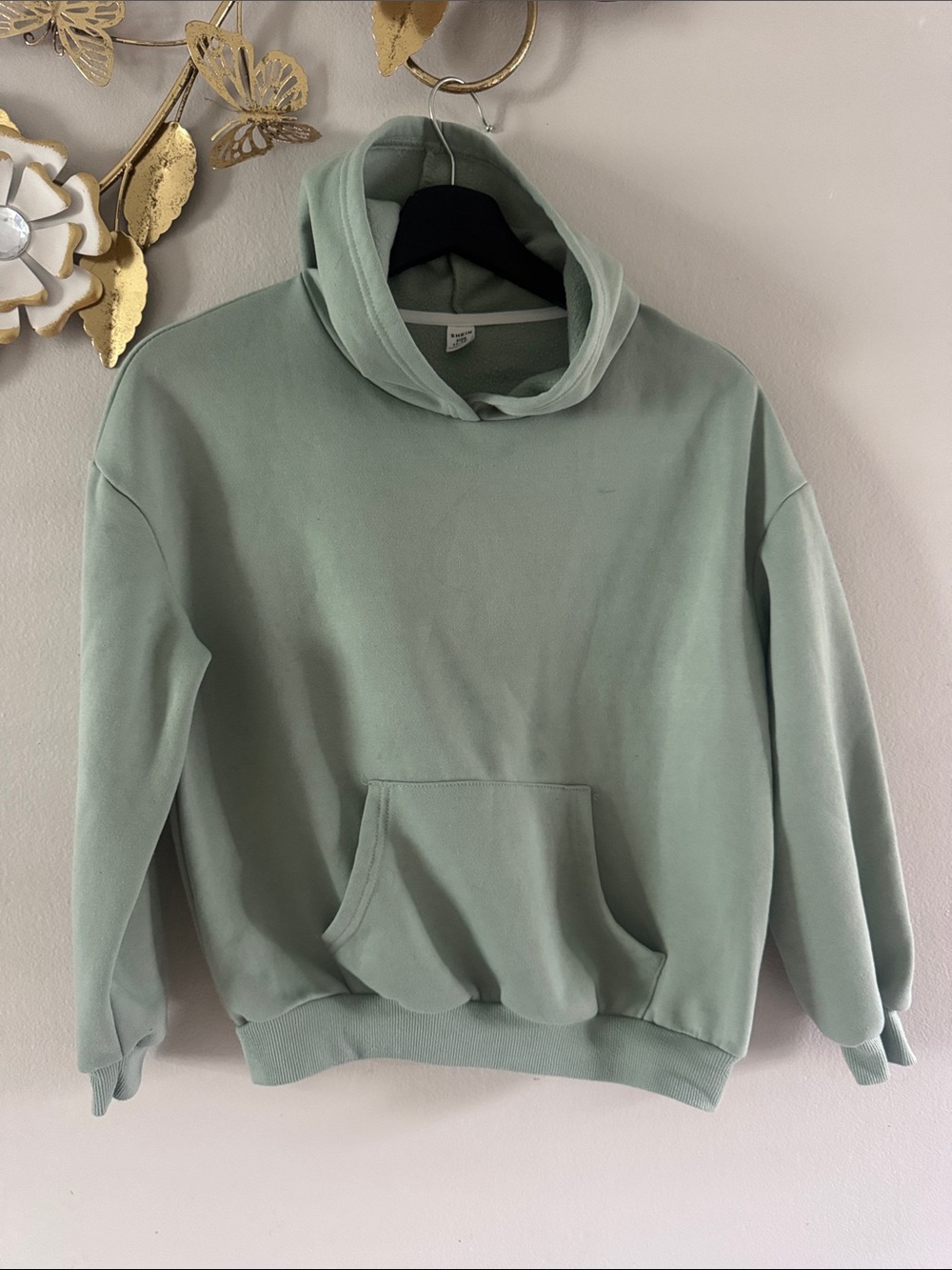 SHEIN Mint Green Kids Turtleneck Hoodie